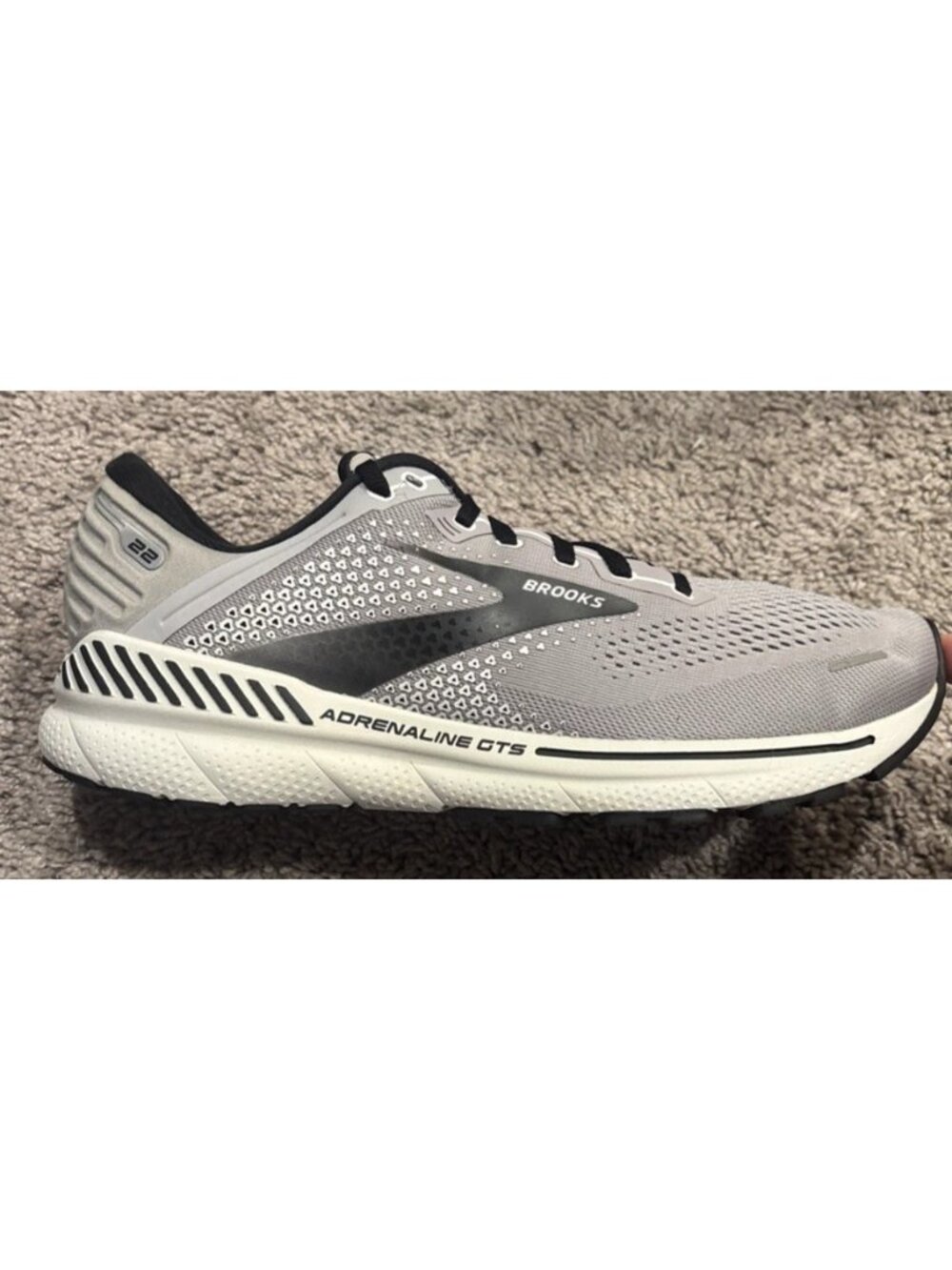 Brooks Adrenaline GTS 22 Men's 11.5 B Narrow Grey Black Stability Running Shoes